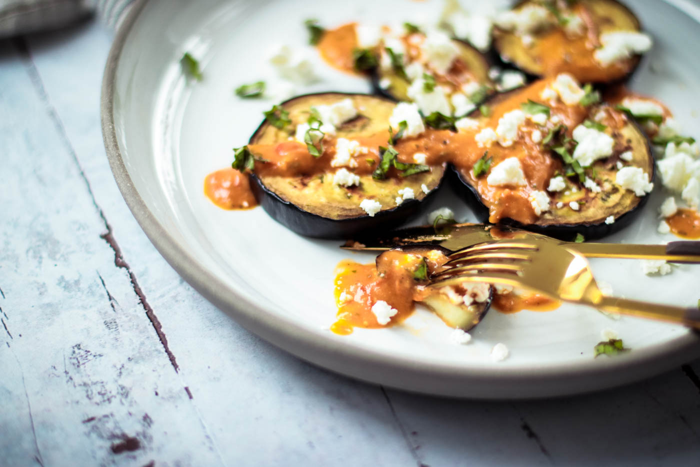 Easy Summer Lunch Grilled Eggplant with Tomato Sauce, Basil and Feta Cheese